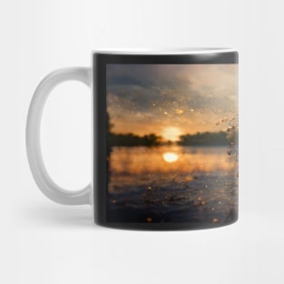 Sunset Lake Raindrops In Golden Houer Cloudscape Mug